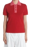 Bottega Veneta Ribbed-knit Trimmed Cotton-piqué Polo Shirt In Red