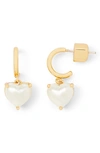 Kate Spade Gold-tone Imitation Pearl Heart Drop Earrings