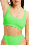 Good American Always Fits Scoop Neck Bikini Top In Chartreuse003