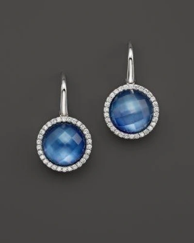 Roberto Coin 18k White Gold Fantasia Blue Topaz, Lapis And Mother-of-pearl Triplet Cocktail Earrings With Diamond