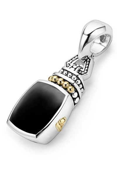 Lagos 18k Gold And Sterling Silver Caviar Color Pendant With Black Onyx In Black/silver