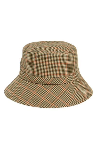 Eric Javits Water Repellent Nylon Rain Hat In Tan Check