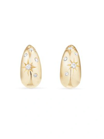 David Yurman Pure Form Pod Earrings With Diamonds In 18k Gold In White/gold