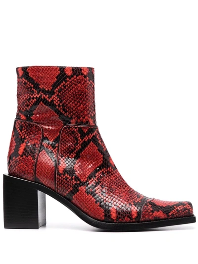 Buttero Snakeskin Print Ankle Boots In Black