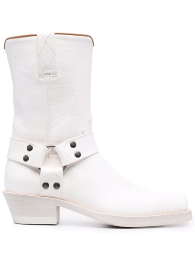 Buttero Square Toe Boots In White