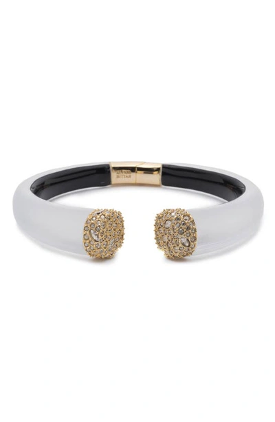 Alexis Bittar Essentials Encrusted Pave Hinged Bracelet In Silver