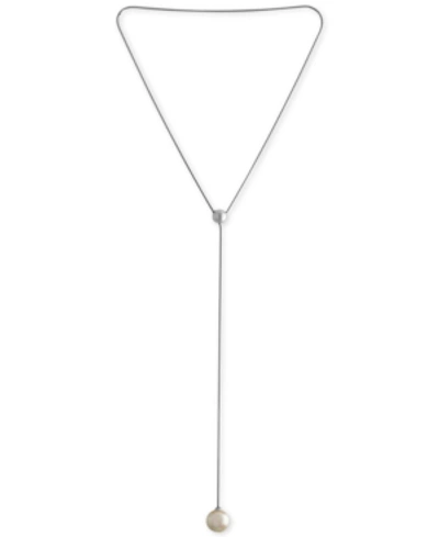 Majorica Adjustable Simulated Pearl Y Necklace, 27 In Silver