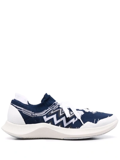 Missoni Zig-zag Knit Low-top Sneakers In Blue & White
