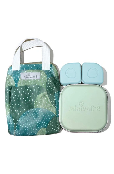 Miniware Grow Bento Box & Lunch Tote Set In Keylime Aqua