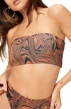 Good American Better Band Strapless Reversible Swim Top In Chai Black