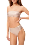 Good American Better Band Strapless Swim Top In Rose Metallic