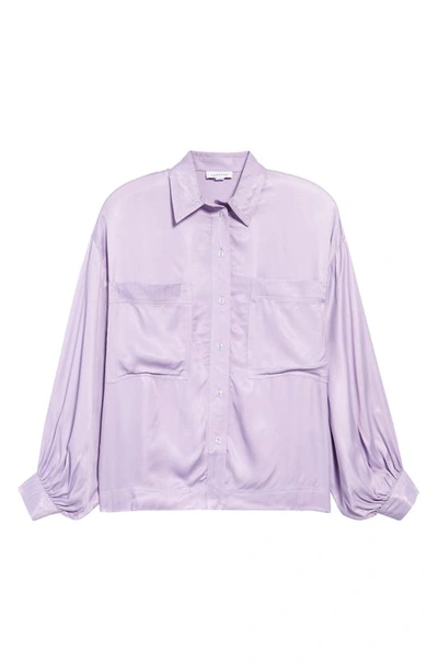 Topshop Smart Pocket Satin Button-up Shirt In Lilac