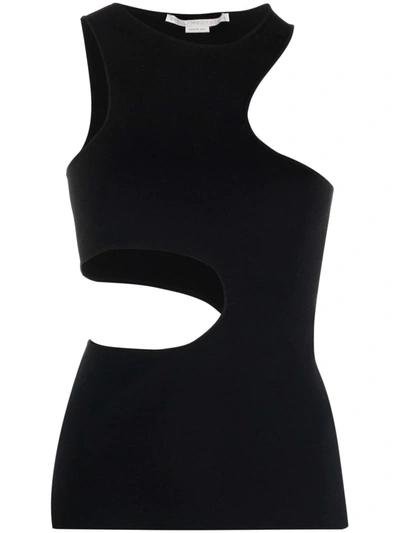Stella Mccartney Women's Cut-out Compact-knit Tank Top In Black