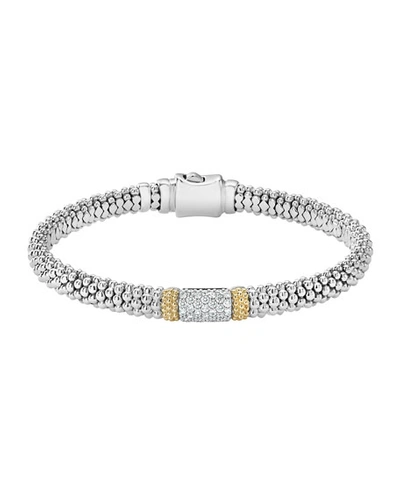 Lagos Diamond Lux 6mm Single Station Bracelet With Diamonds In White/silver