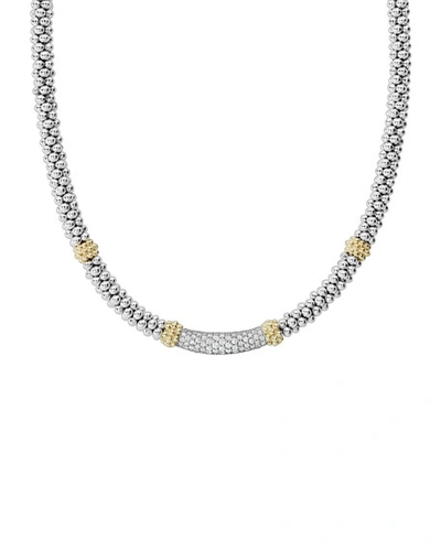 Lagos 18k Gold & Sterling Silver Diamond Lux Single Station Necklace, 16 In White/silver
