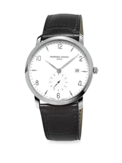 Frederique Constant Stainless Steel & Leather Strap Watch In Black