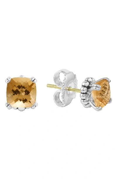 Lagos Sterling Silver Prism Citrine Stud Earrings In Silver/ Citrine