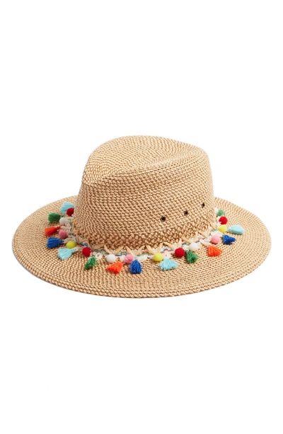 Eric Javits Bahia Squishee Packable Sun Fedora Hat, Beige In Peanut/multi