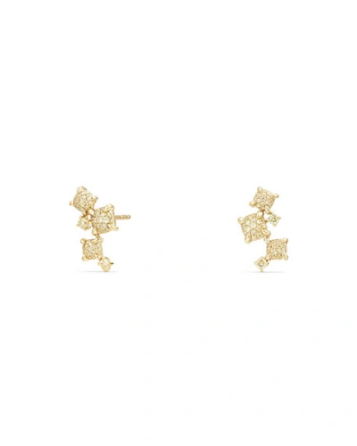 David Yurman Petite Ch&acirc;telaine 18k Yellow Gold Climber Earrings With Diamonds In Yellow/gold