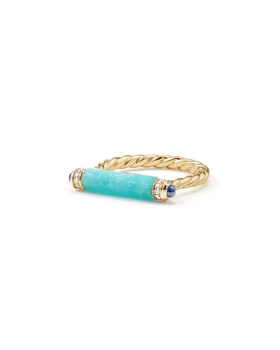David Yurman Women's Barrels Ring With Amazonite, Sapphires And Diamonds In 18k Yellow Gold In Blue/gold