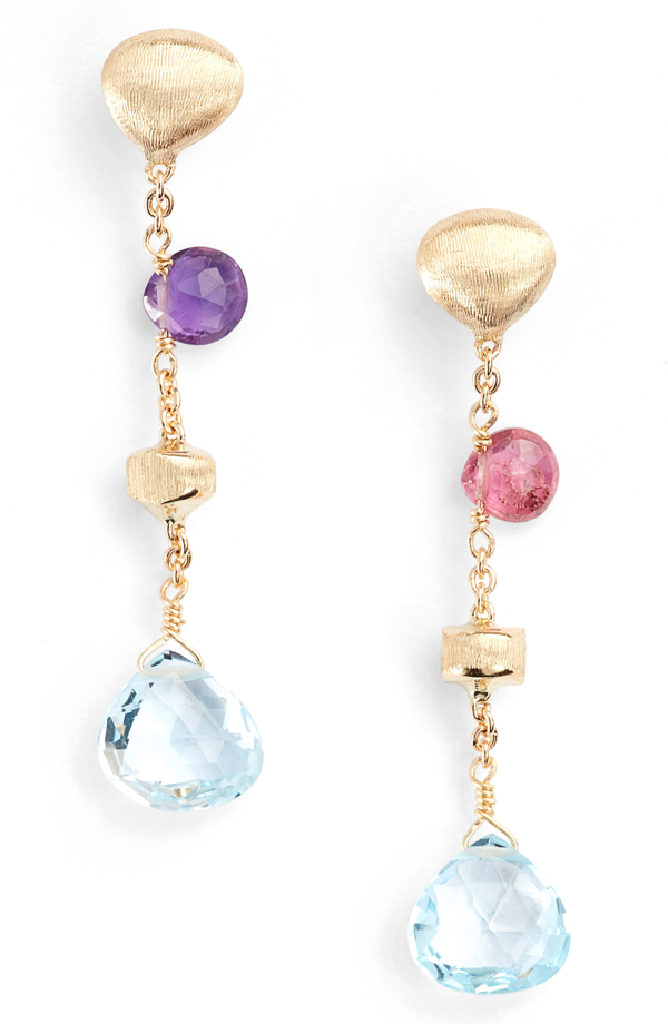 Marco Bicego 18k Yellow Gold Paradise Mixed Gemstone Teardrop Earrings ...