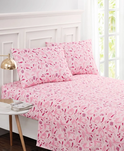 Harper Lane Pretty In Mermaid 4 Piece Sheet Set, Full Bedding In Pink