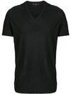 John Varvatos Pintuck V-neck T-shirt In Black