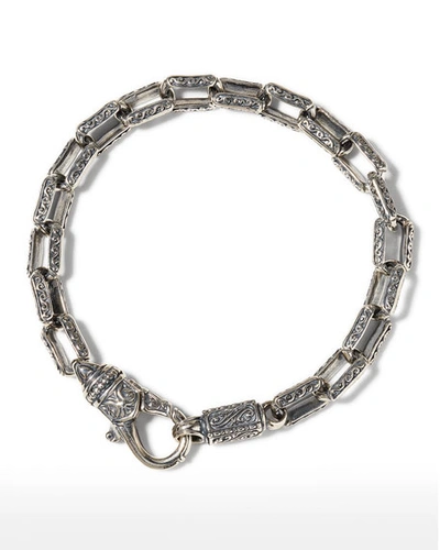 Konstantino Men's Etched Rectangular Link Bracelet In Silver