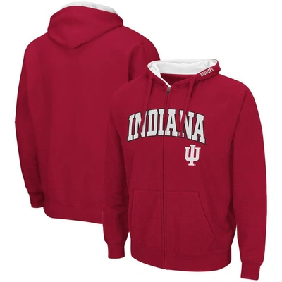 Colosseum Men's  Crimson Indiana Hoosiers Arch & Logo 3.0 Full-zip Hoodie