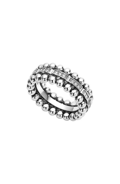 Lagos Caviar Spark Pave Diamond Band Ring In Silver