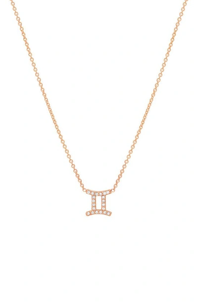 Bychari Diamond Zodiac Pendant Necklace In Gemini