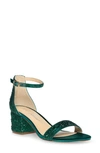 Betsey Johnson Mari Crystal Ankle Strap Sandal In Emerald