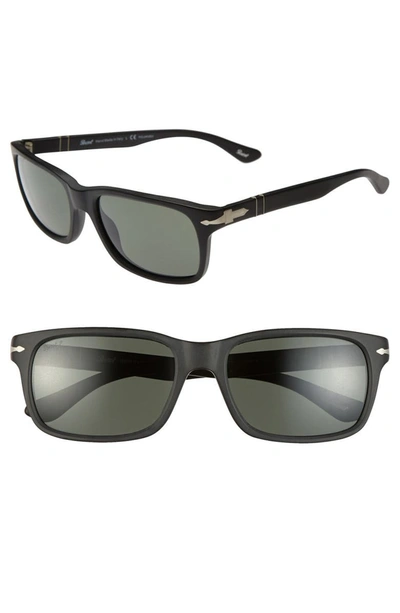 Persol Polarized Officina Rectangle Acetate Sunglasses, 58mm In Black