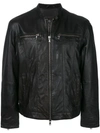 John Varvatos Star Usa Leather Band Collar Moto Jacket In Black