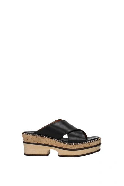 Chloé Laia Crisscross Leather Platform Sandals In Black