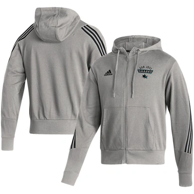 Adidas Originals Adidas Heathered Gray San Jose Sharks Fashion Full-zip Hoodie