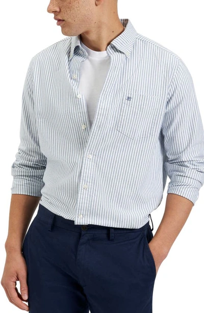 Ben Sherman Bengal Oxford Stripe Organic Cotton Button-up Shirt In Indigo