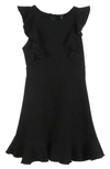 Zunie Kids' Ruffle Sleeve Knit Dress In Black