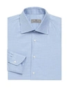 Canali Crosshatch Textured Solid Regular Fit Dress Shirt In Light Blue