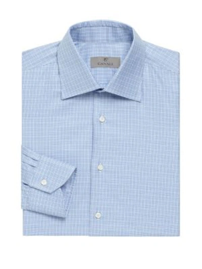 Canali Crosshatch Textured Solid Regular Fit Dress Shirt In Light Blue