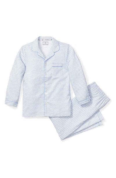 Petite Plume Kids' La Mer Two-piece Long Sleeve Pajamas In Blue