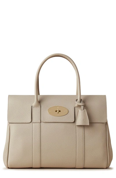 Mulberry Bayswater Grained Leather Satchel In Chalk