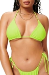 Good American Tiny Ties Triangle Bikini Top In Chartreuse