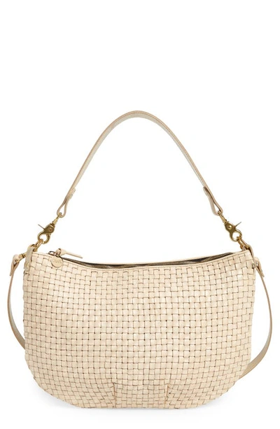 Clare V Moyen Woven Leather Convertible Messenger Bag In Cream Woven Checker