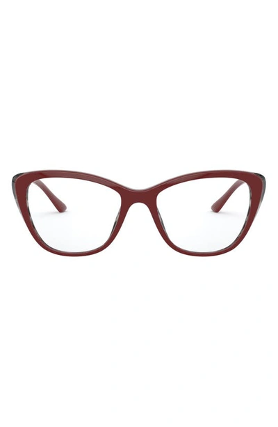 Prada Versace 52mm Optical Glasses In Bordeaux/grey Havana/demo Lens