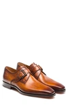 Magnanni Marco Plain Toe Monk Shoe In Cuero Brown Leather