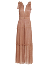 helena metallic tiered maxi dress Sabina Musyev Helena Metallic Tiered Maxi Dress