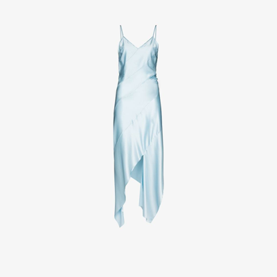 Materiel Asymmetric Draped Maxi Dress In Blue