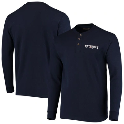 Dunbrooke Navy New England Patriots Logo Maverick Thermal Henley Long Sleeve T-shirt