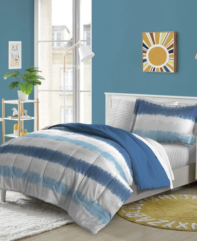Dream Factory Tie Dye Stripe Twin Comforter Set, Set Of 5 Bedding In Blue